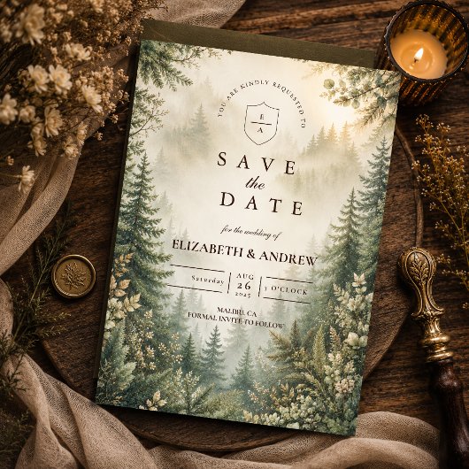Save The Date Mariage Rustique en Forêt de Bois