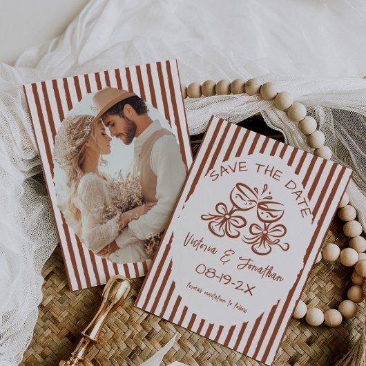 Save The Date Mariage rustique en terre cuite