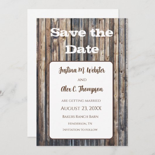 Save The Date Mariage rustique Enregistrer la date l'aimant d'in (Devant / Derrière)