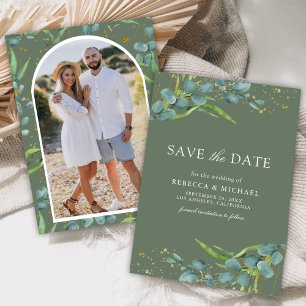 Save The Date Mariage rustique eucalyptus photo vert sauge