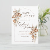 Save The Date Mariage rustique floral Pampas épouvantable (Debout devant)