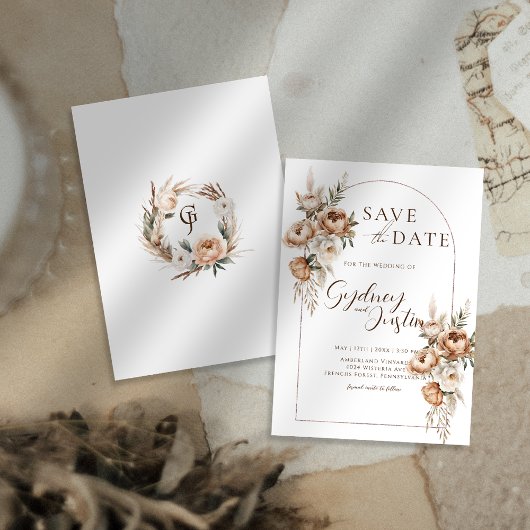 Save The Date Mariage rustique floral Pampas épouvantable