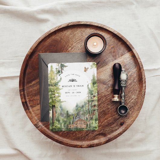 Save The Date Mariage Rustique Forêt Cascade | Sauvegarder la Da