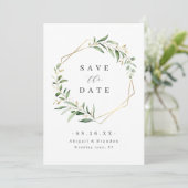 Save The Date Mariage rustique géométrique à la verdure moderne (Debout devant)