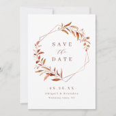 Save The Date Mariage rustique géométrique à verdure automnale m (Devant)