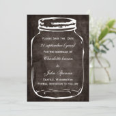 Save The Date mariage rustique mason jar enregistrer la date (Debout devant)