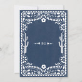 Save The Date Mariage rustique mexicain bleu Papier découpé (Dos)