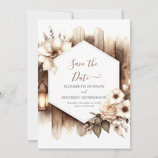 Save The Date Mariage rustique minimal unique (Devant)