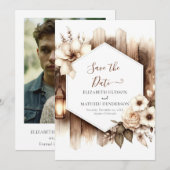 Save The Date Mariage rustique minimal unique (Devant / Derrière)