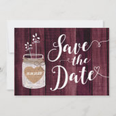 Save The Date Mariage Rustique Moderne en Bocal Mason - Épargnez (Devant)