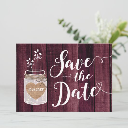 Save The Date Mariage Rustique Moderne en Bocal Mason - Épargnez (Debout devant)