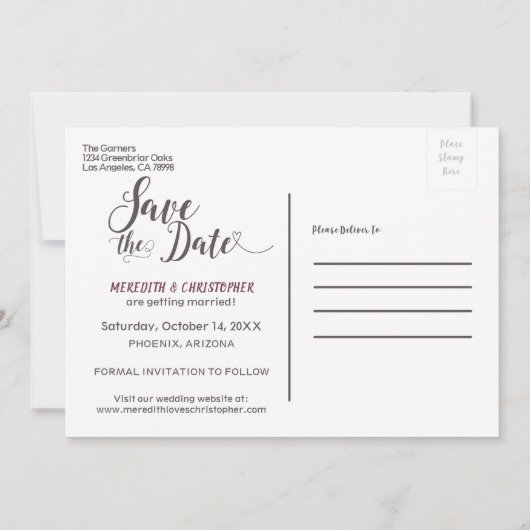 Save The Date Mariage Rustique Moderne en Bocal Mason "Save the  (Dos)