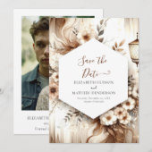 Save The Date Mariage rustique modifiable minimal (Devant / Derrière)