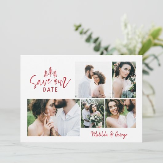 Save The Date mariage rustique multi-photo moderne (Debout devant)