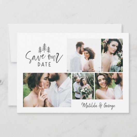 Save The Date mariage rustique multi-photo moderne (Devant)