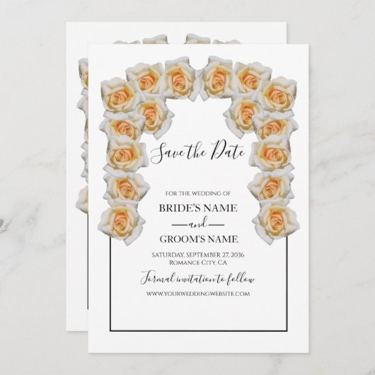 Save The Date Mariage Rustique Orange Rose Enregistrer La Date (Devant / Derrière)