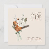Save The Date Mariage Rustique Orange Slices Fleurs blanches (Devant)