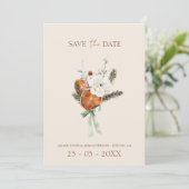 Save The Date Mariage Rustique Orange Slices Fleurs blanches (Debout devant)