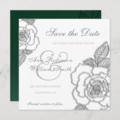 Save The Date Mariage rustique rose vert émeraude (Devant / Derrière)