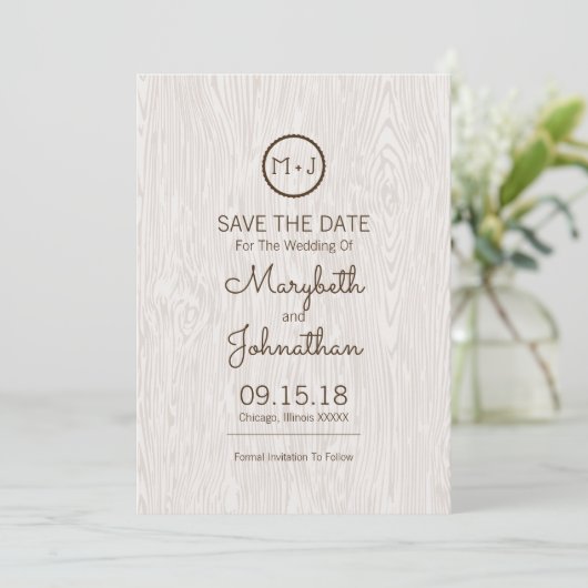 Save The Date Mariage Rustique Rustique Moderne En Bois Enregist (Debout devant)