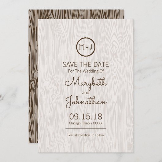 Save The Date Mariage Rustique Rustique Moderne En Bois Enregist (Devant / Derrière)