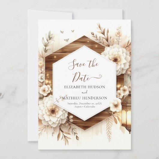 Save The Date Mariage rustique simple modifiable (Devant)
