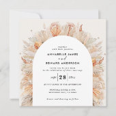 Save The Date Mariage rustique terre cuite pampas herbe botaniqu (Devant)