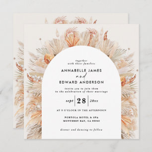 Save The Date Mariage rustique terre cuite pampas herbe botaniqu
