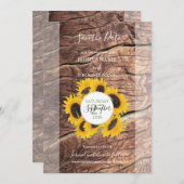 Save The Date Mariage Rustique Tournesol Enregistrer La Date (Devant / Derrière)