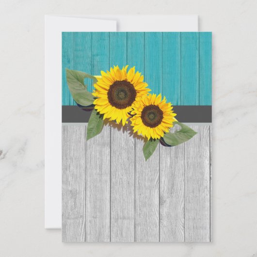 Save The Date Mariage rustique Tournesol Gris sarcelle Bois Chic (Dos)