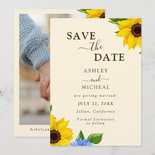 Save The Date Mariage Rustique Tournesol plat Enregistrer la car