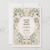 Save The Date Mariage Rustique Vert Fougère de la Forêt (Devant)