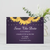 Save The Date Mariage rustique violet et tournesol Enregistrer l (Debout devant)