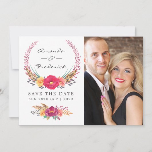 Save The Date Mariage Safari Floral Aquarelle (Devant)