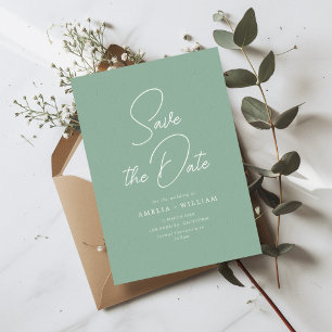 Save The Date mariage sage typographie blanche lettre