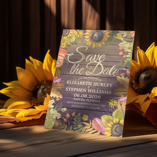 Save The Date Mariage Sauvegarder La Date Automne Feuilles Bois 