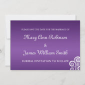 Save The Date Mariage Sauvegarder La Date Blanche Frappe Violet (Dos)