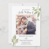 Save The Date Mariage Sauver la date Sage Vert Élégant Photo (Devant)