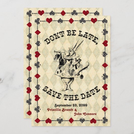 Save The Date Mariage Sauvez la date, Alice au pays des merveill (Devant / Derrière)