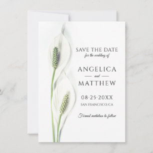 Save The Date Mariage Sauvez la date Blanc Paix Calla Lily