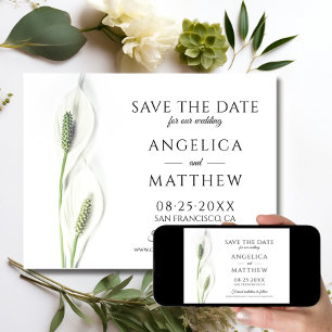 Save The Date Mariage Sauvez la date Blanc Paix Calla Lily
