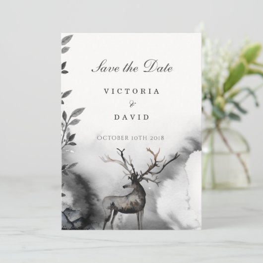 Save The Date Mariage Sauvez la date Forêt boisée enchantée (Debout devant)