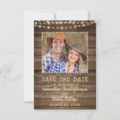 Save The Date Mariage Sauvez la date Lumières en bois rustique P (Devant)