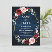 Save The Date Mariage Savoir Faire Moderne Géométrique Floral Ro (Debout devant)