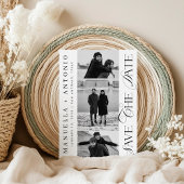 Save The Date Mariage Script Moderne 3 Photos Noir et Blanc
