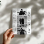 Save The Date Mariage Script Moderne 3 Photos Noir et Blanc
