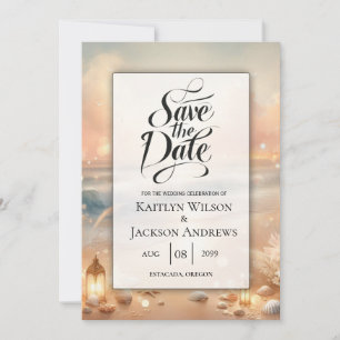 Save The Date Mariage Seaside Sparkle et Sunset Dreams