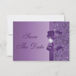 Save The Date Mariage Sequins Imprimés Violets Enregistrez la Da