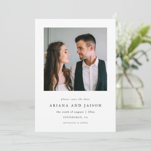 Save The Date Mariage simple à deux photos (Debout devant)