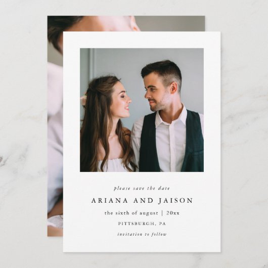 Save The Date Mariage simple à deux photos (Devant / Derrière)